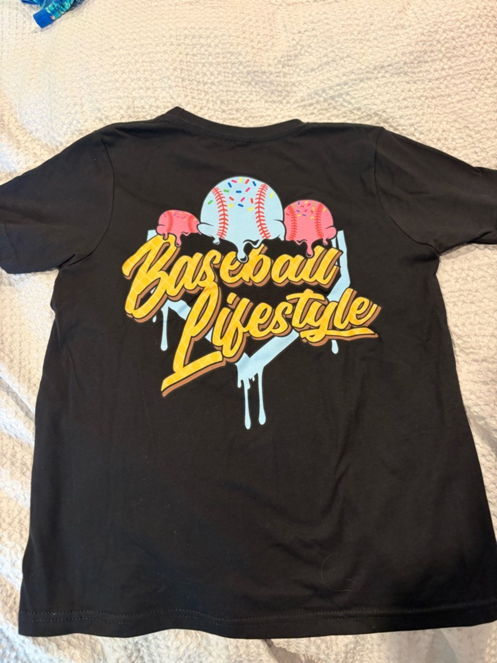 Black "Baseball Lifestyle" size M youth Short Sleeve Tee for Kids